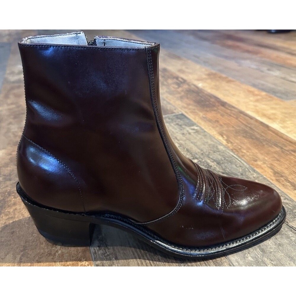 Vintage HANOVER Burgundy Leather 6" Ankle Short Cowboy Western Boots 2688 Sz. 8D